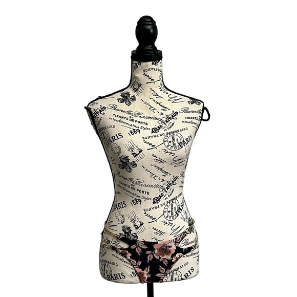 Women’s Floral Print Chain Link Bikini Swimwear S Black Pink Rose Two Piece 2024 - Picture 4 of 10